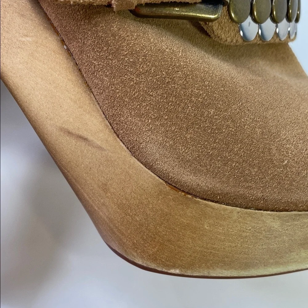 Clearance! Michael Kors‎ Tan Fur-Lined Studded Platform High Heel Mules Sz 9.5